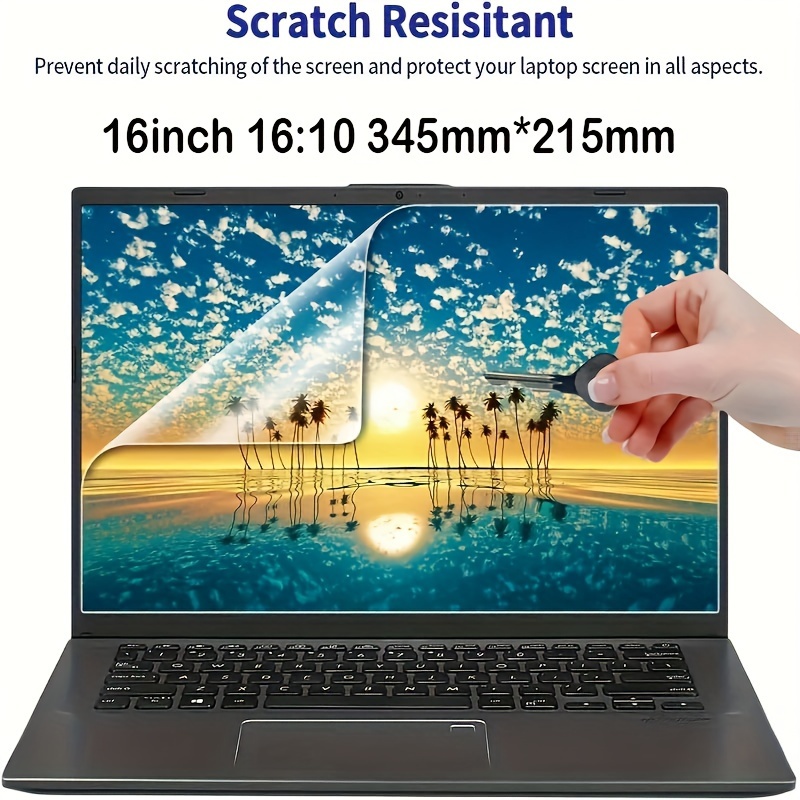 TEMU 안티글레어 필름 2개 16인치 노트북 스크린 보호 필름, HP, Dell, Asus, Acer, Sony, Samsung, Lenovo, Toshiba용 - 16:10 345x215mm, 매트 표면, 긁힘 방지, PET 소재, 경도 5H