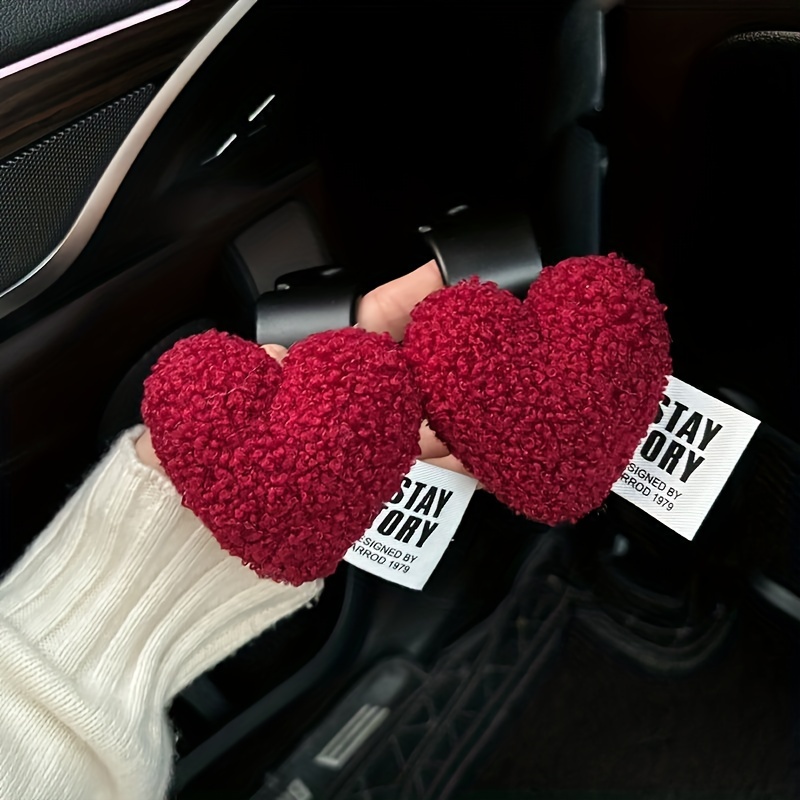 

Car Seat Back Hook, Plush Love Heart Car Hanging Organizer, Car Accessories For Travel, White, Red, Black, Pink