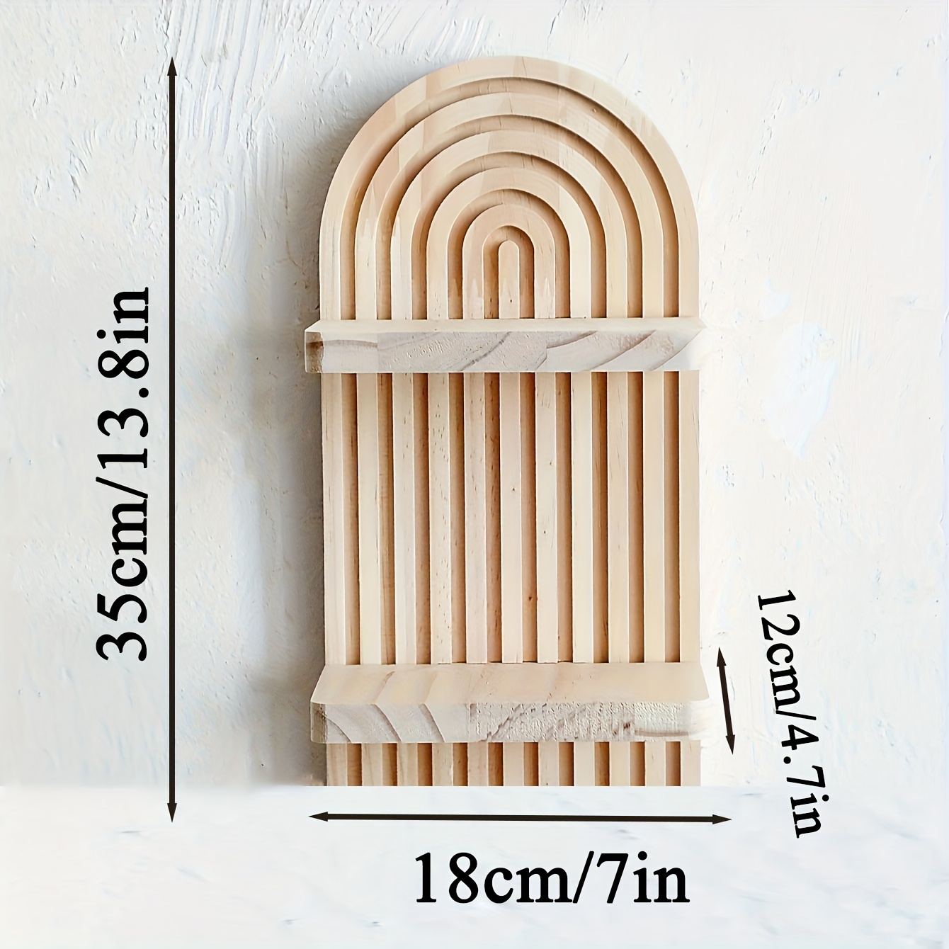 TEMU 1 pièce, Étagère Murale Ovale en Bois Bohème à 2 Niveaux - Décoration pour Maison et Chambre, Rangement sur de Salon Style Bôho, bois, Cadeau