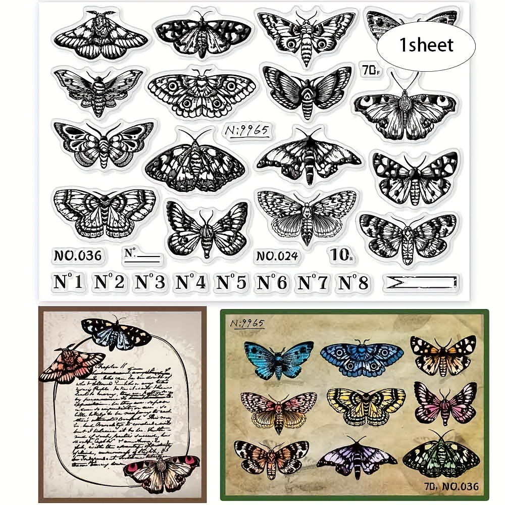 TEMU 1 Hoja de Transparentes AHANDMAKER - Diseños de Mariposas y Polillas Negras y Blancas para Scrapbooking, de Tarjetas, Diarios de Fotos y Álbumes