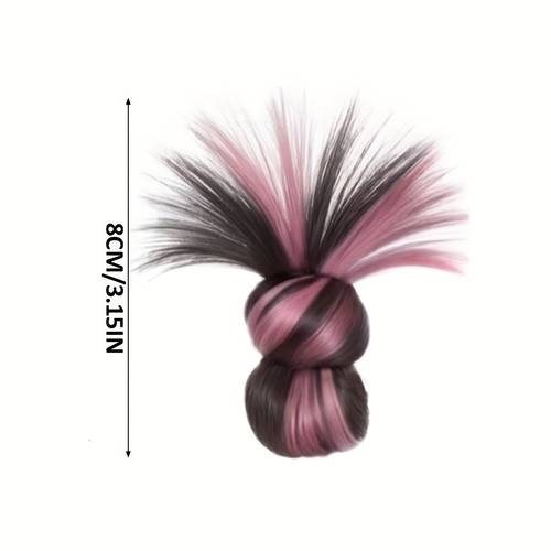 clip on feathered bun wig clip multi color chicken hair with dark brown to pink gradient secure hold for women men all occasions hair wigs quick hairstyle solution hairpiece lightweight hairpiece busy professionals