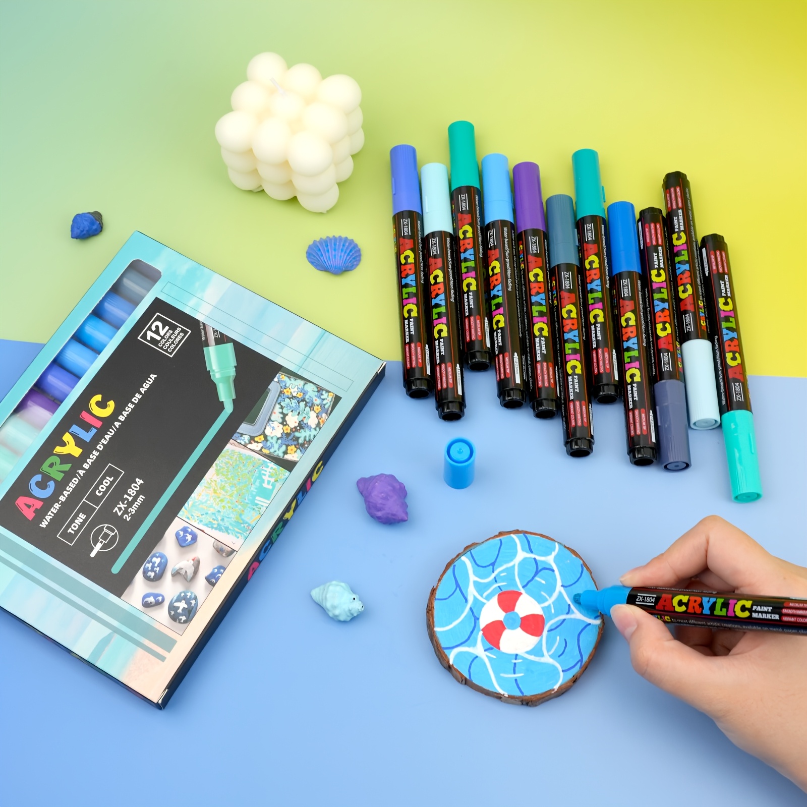 FLYSEA 12 Colors Professional Water-Based Acrylic Paint Pens