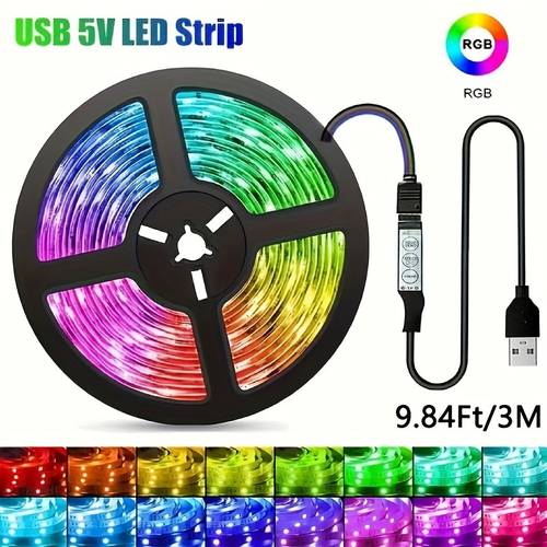 usb rgb led light strip sync 3 28ft 100ft for tv room and christmas decor used in car decoration party ambiance light night picnic decor