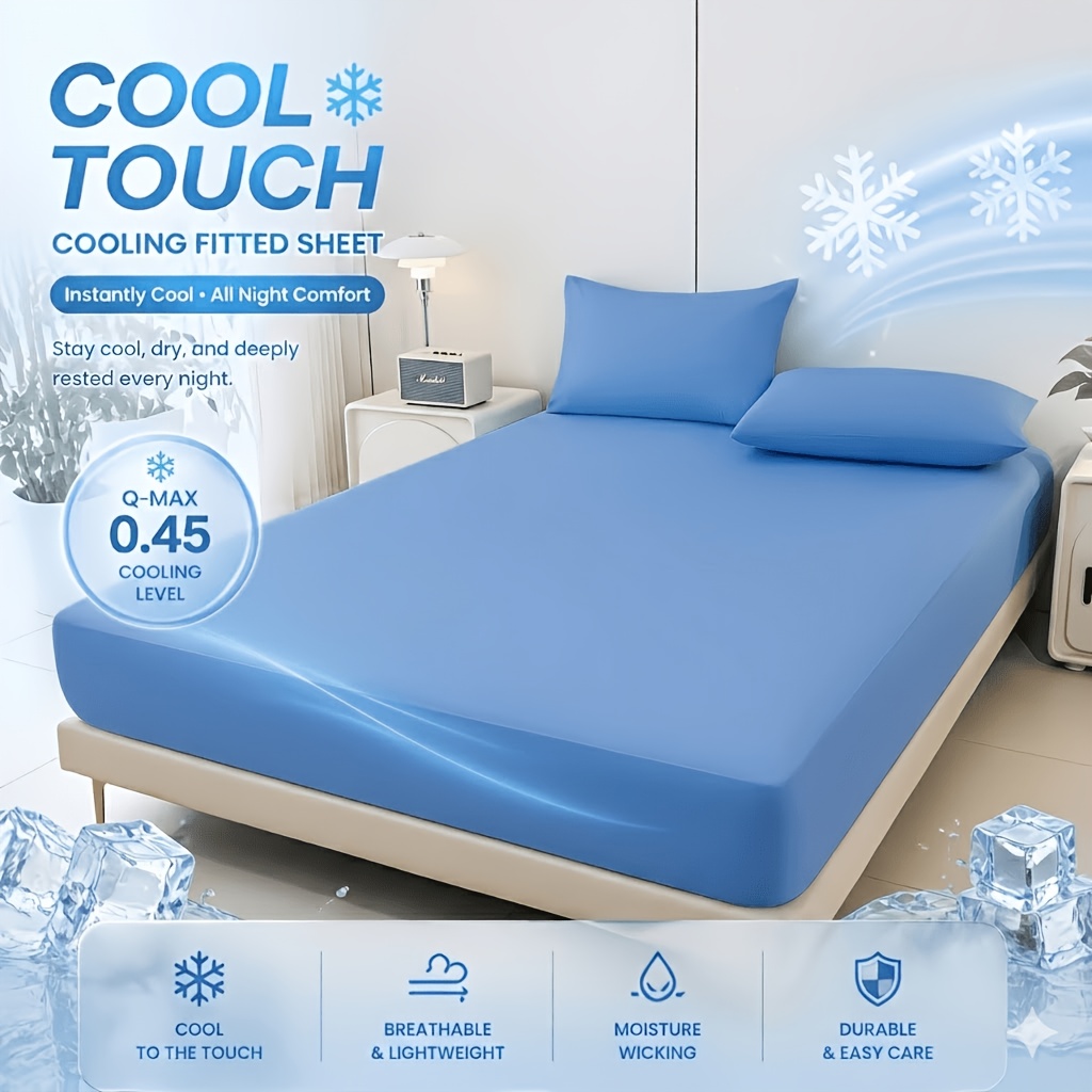 Artikelbild premium sommer kühlender bettrock (kissenbezug nicht enthalten) - hautfreundlich atmungsaktiv eis-kalt schlafen, 360° elastischer matratzenschoner,  -/farb-/schrumpfungsresistent, waschmaschinenfest, mehrfarbig verfügbar