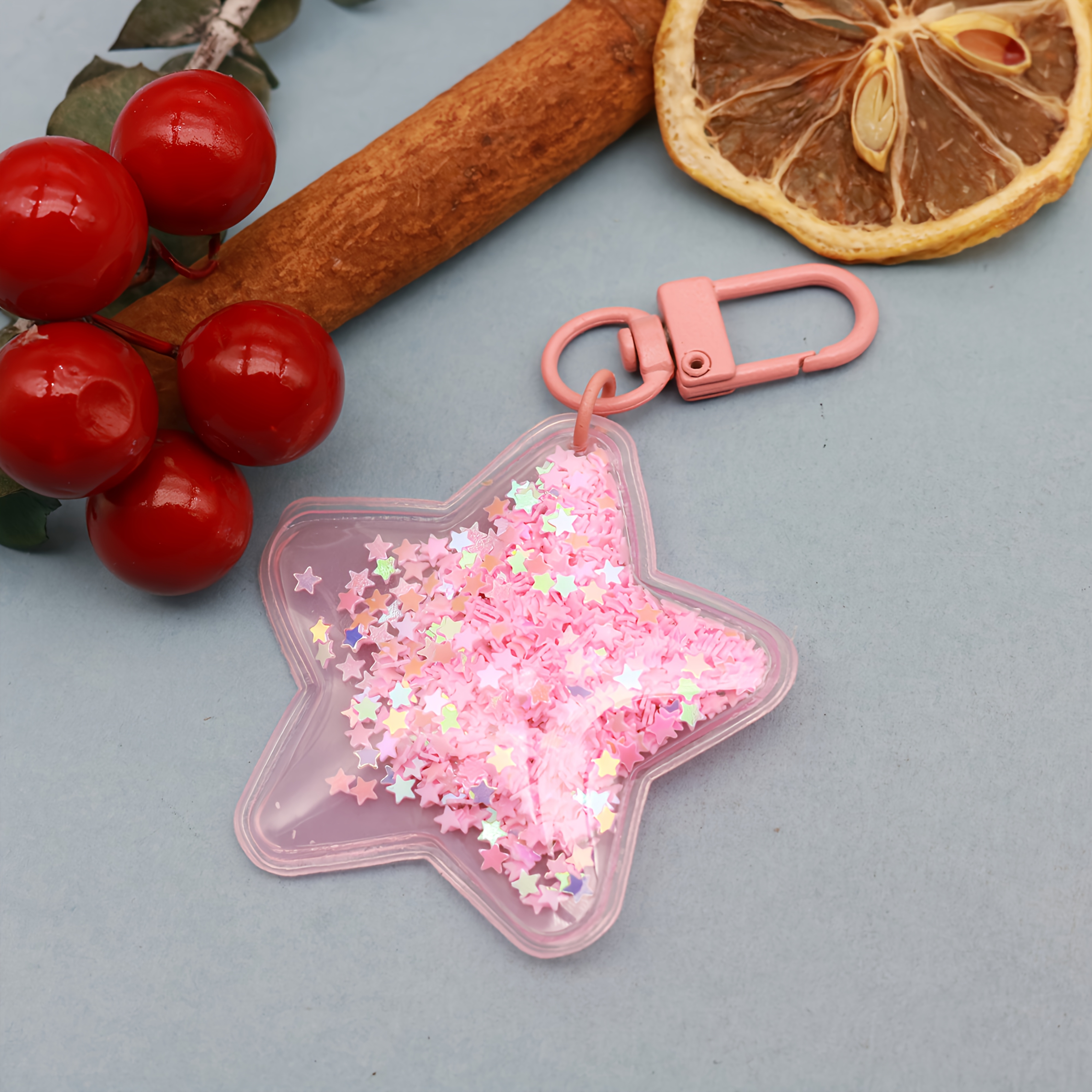 Color Door Quicksand Five-pointed Star Door Chain Key Chain