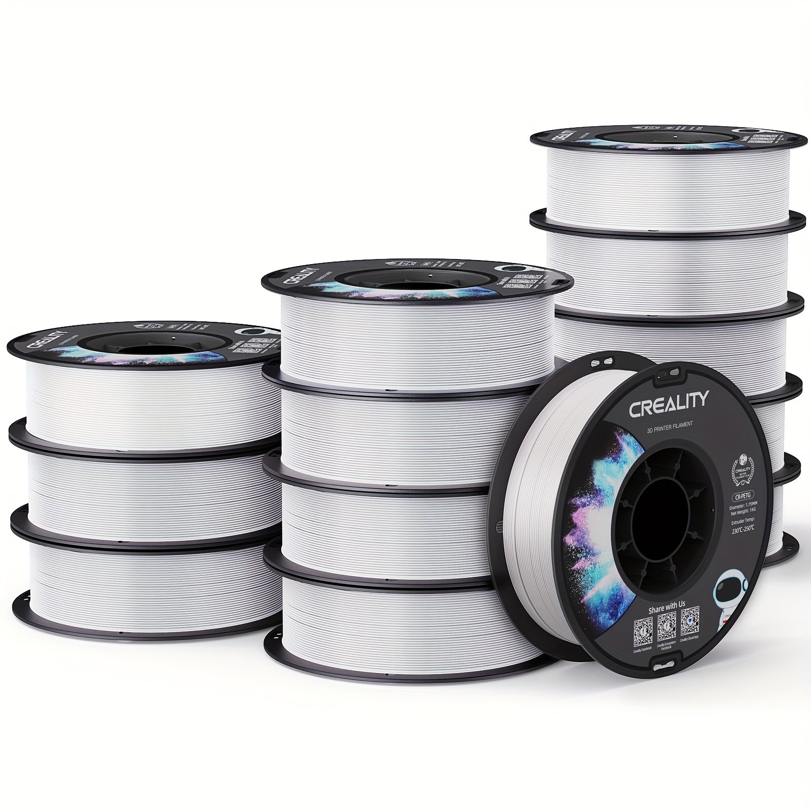 Image of 26lbs Creality Petg Filament 12kg Bundle, 3d Petg Printing Filament 2.2lb/spools, 12 Spool 1kg Petg, High Toughness
