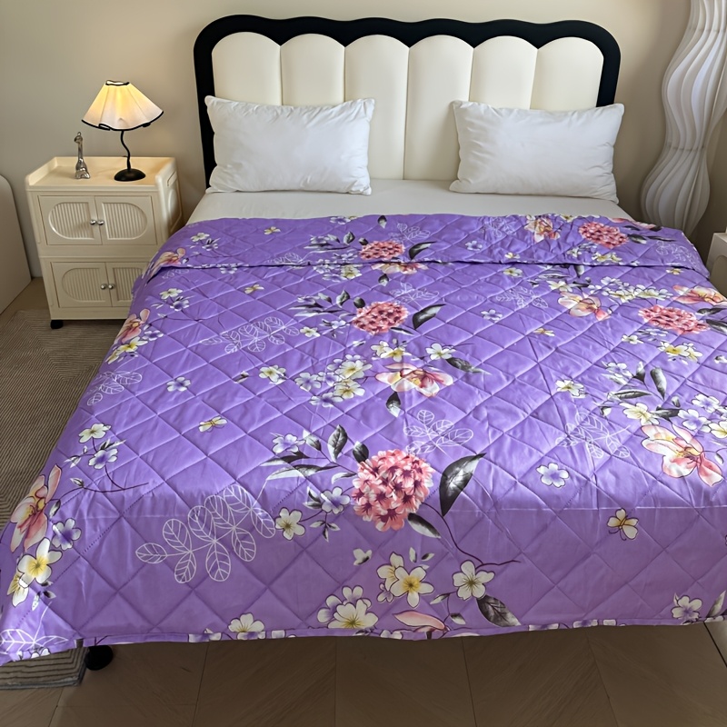 TEMU 1pc Couette Climatisée, Imprimé Floral Hortensia Violet, Couette Légère d'Été, Couverture Fine Multifonctionnelle ( Taie d'Oreiller)