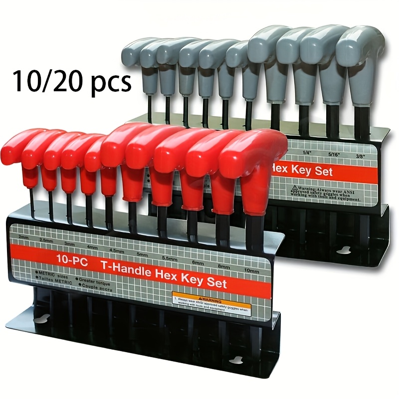 t handle hex key set metric and or sae 10 20pcs allen   keys t bar wrench with stand