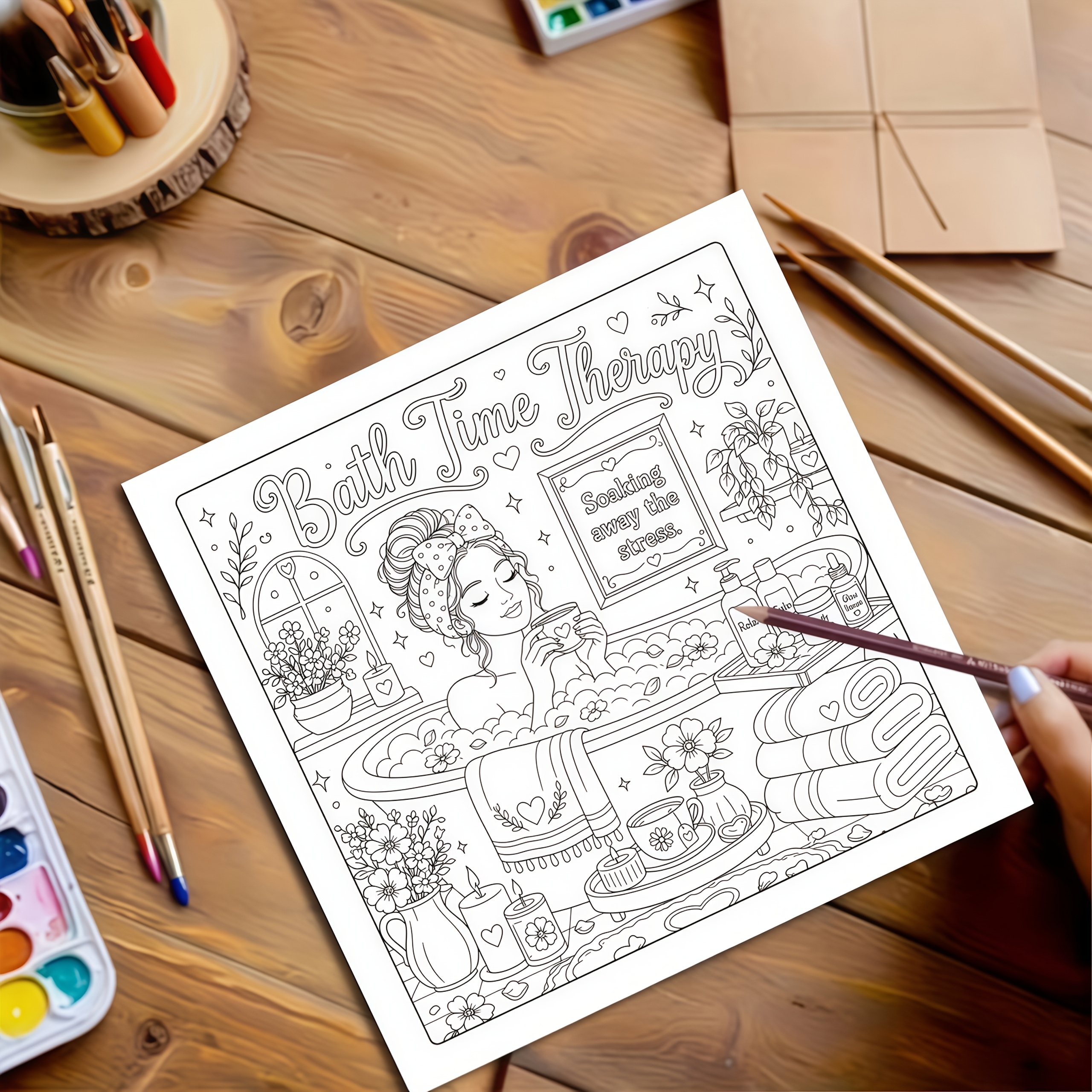 TEMU 1pc Coloring Book, Featuring Cozy Moments Of Women, Exquisite Patterns, Clear Lines, 7.587 X 7.87 Inches, 24 Pages, Suitable For Adults To