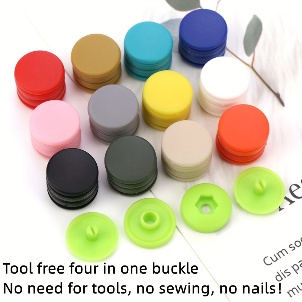 

Reusable 4-in-1 Snap Buttons Set - , No-sew Fasteners For Clothing, Shoes, Comforters - Assorted Colors (white, Red, Black, Pink, Blue, Lake Blue) - Sewing Accessories, Pack Of Multiple Sets