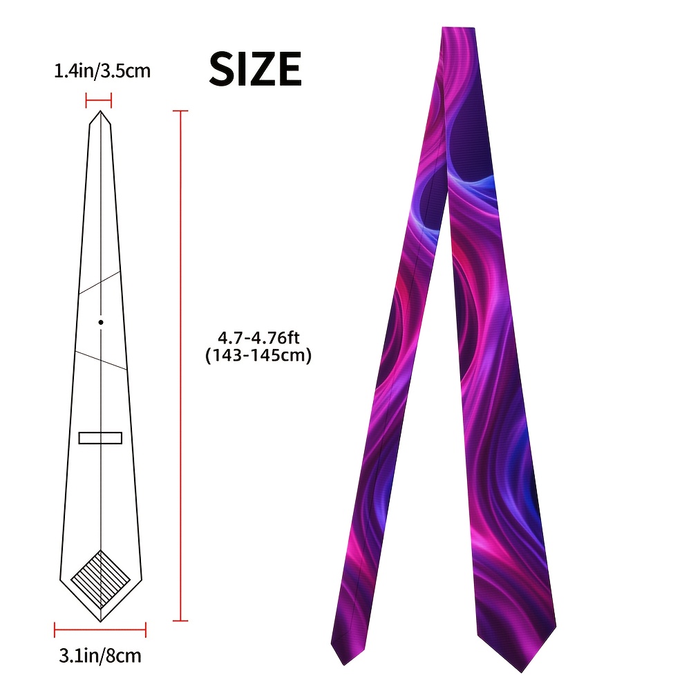TEMU 1pc Men's Abstract Purple Tie - Soft Polyester Elegant Necktie Suitable For Toasting, Gift Sets, Christmas, Graduation & Father's Day - Luxury