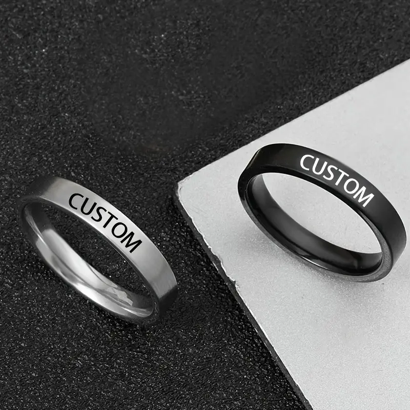 mens custom engraved text rotating ring stainless steel ring ideal gift Product details 3