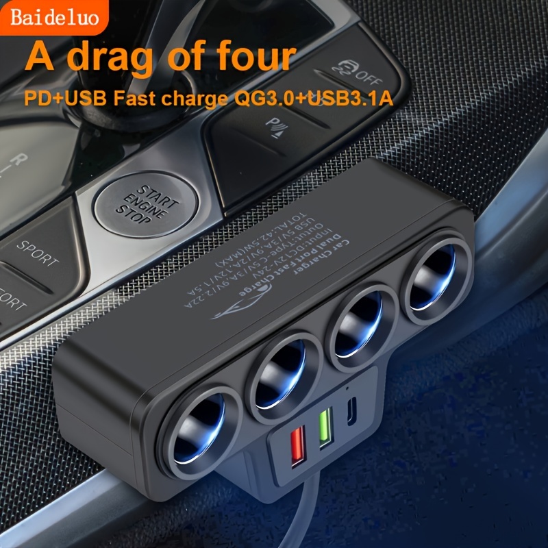 

Universal 4-in-1 Usb : 12v/24v Compatible, Dual Port Fast Charge, Pd3.0+usb3.1a, 60cm Cable Length
