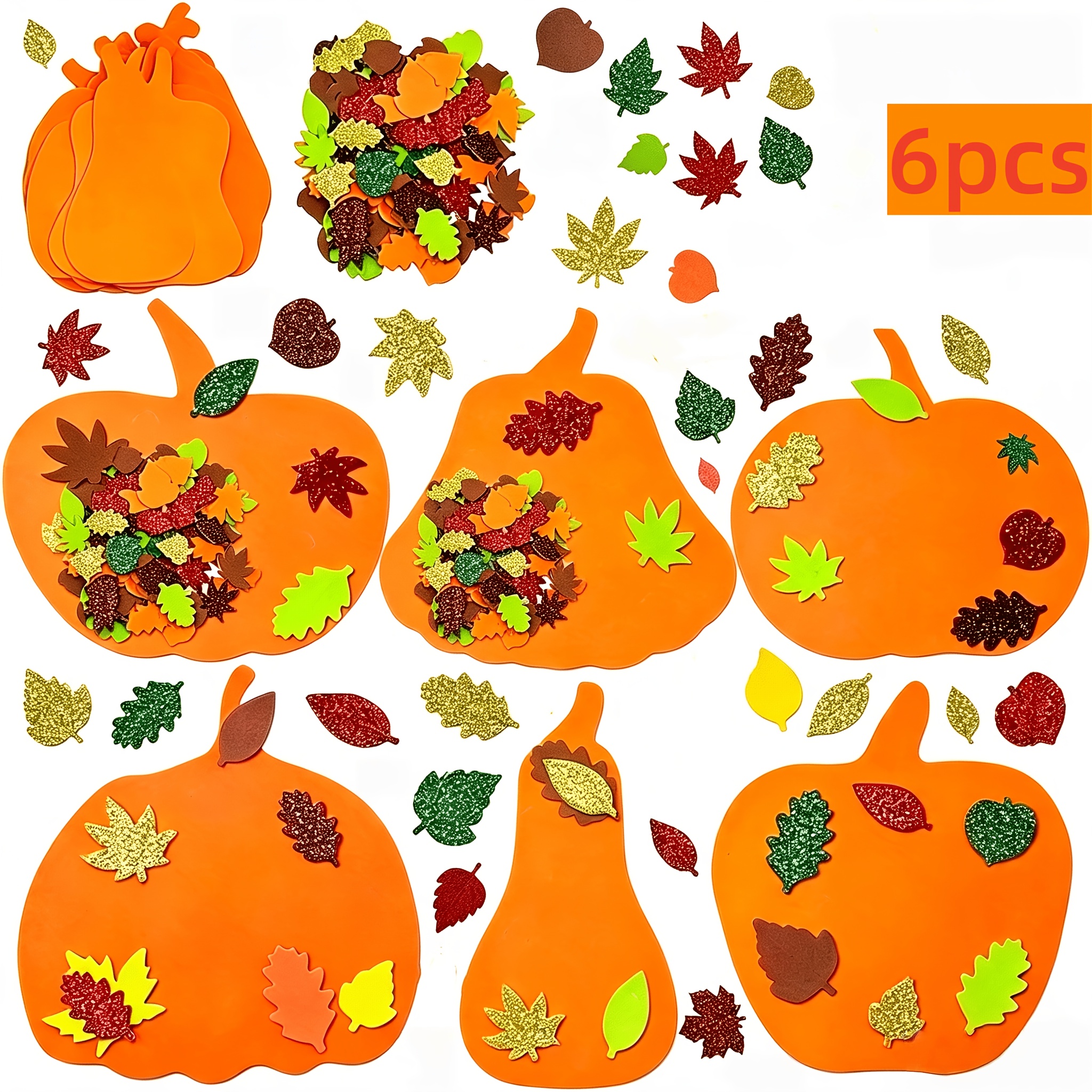 TEMU 6pcs Pumpkin Slices And Fall Stickers, Autumn Crafts, Halloween And Fall Pumpkin Decorations, Thanksgiving Decor, Suitable For Thanksgiving And
