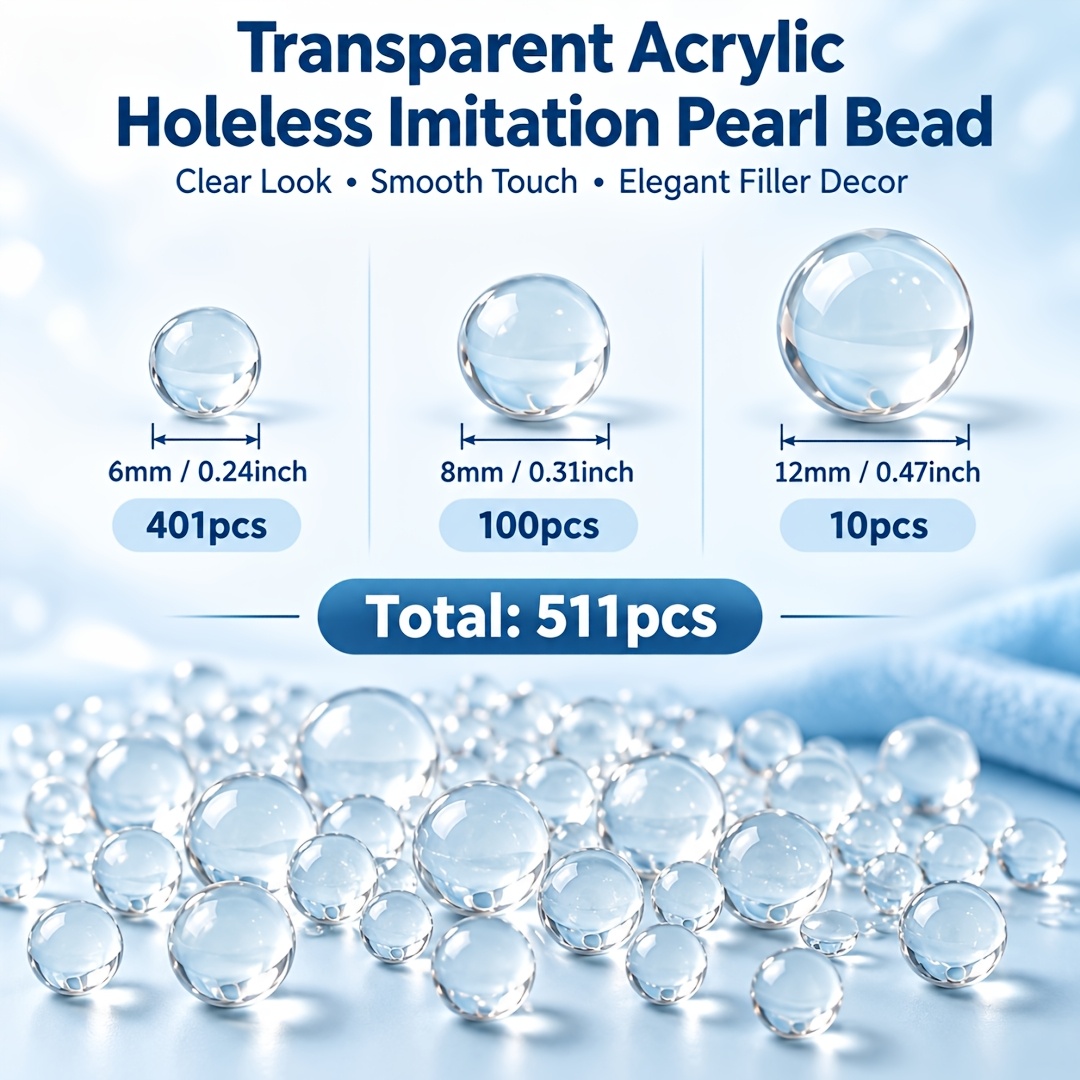 TEMU 511pcs Perles Rondes Transparentes en Acrylique, Remplissage de Vase, Décoration Intérieure, Décorations de Mariage, Décorations de Fête