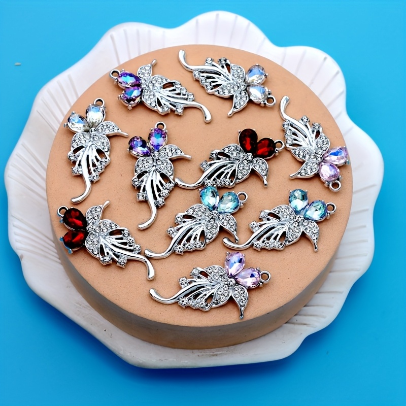 10pcs Dazzling Flower Pendant Mix for Jewellery Making