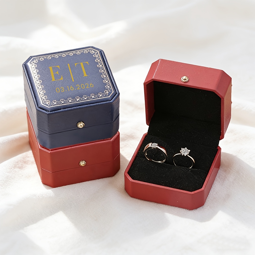 Personalized Wedding Ring Box with Velvet Lining