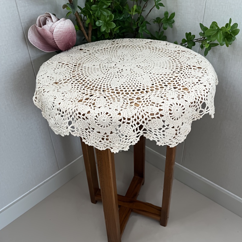 elegant white lace tablecloth 60cm 23 6in 80cm 31 5in traditional fabric cover with intricate floral patterns   dining table sofa or coffee table decor decorative table covering intricate lace design durable fabric