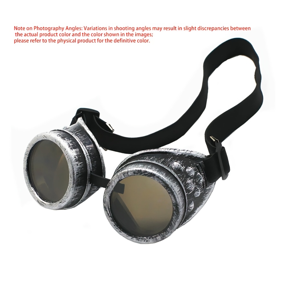 TEMU Lunettes Steampunk Vintage pour Adultes - Monture Rond Complète avec Garniture , pour Cosplay, Costumes de Scientifique Fou, Thématiques, Bazars