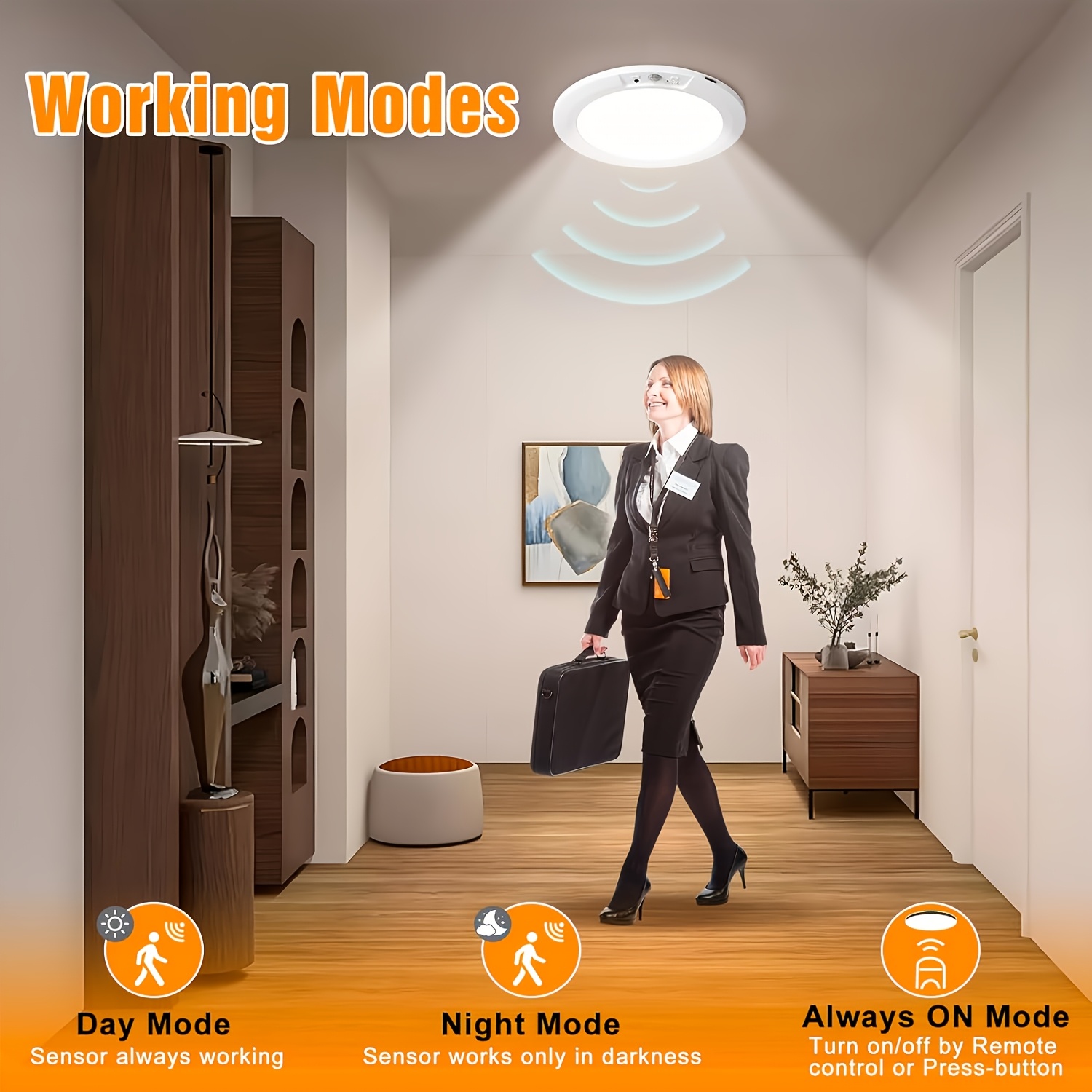 Rechargeable Ceiling Light, Sensor LED Pendant Light