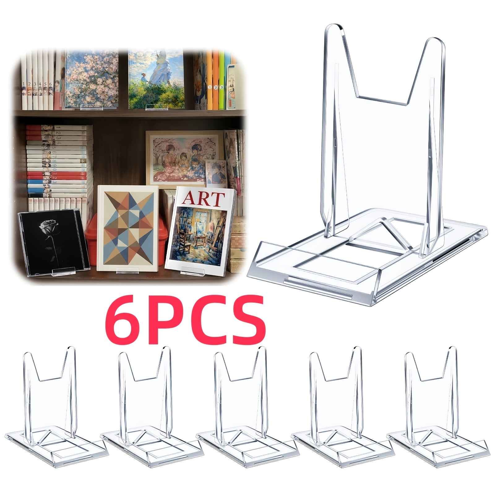 TEMU Acrylic File Holder, Bookshelf, For Display, Adjustable Transparent Bookshelf Bracket, Suitable For Home Office, Back-to-, Library Bookshelf,