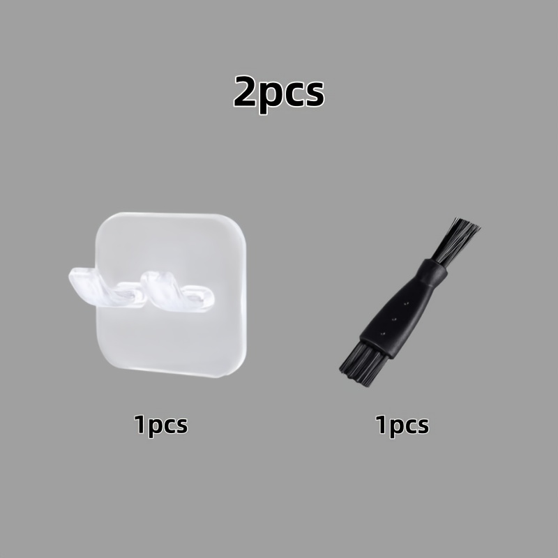 TEMU 2pcs Set: 1 Razor Holder + 1 Razor Cleaning Brush. Shower Razor Holder, Self-adhesive Razor Hook, Suitable For Walls, Detachable, Reusable,