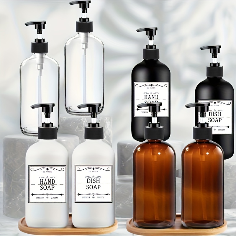 Amber Glass Soap Dispenser Bottle - Dish Soap