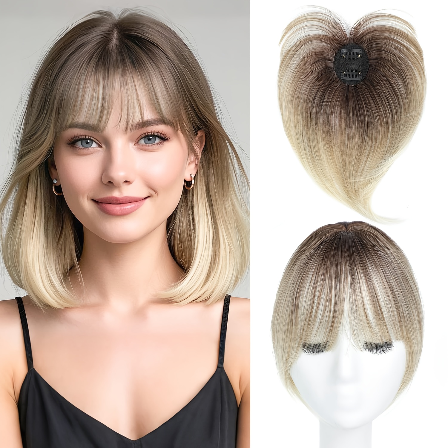 Halloween Bangs Hair Topper - 10" Straight Clip-in For Costumes | Thinning | #halloweenwig