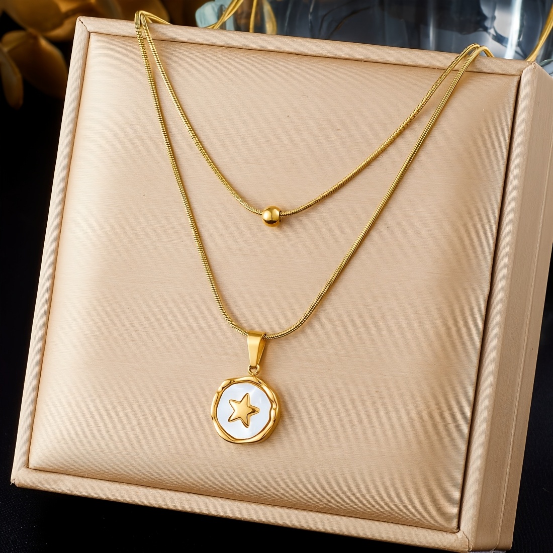 Vintage Gold-Plated Butterfly & Flower Stackable Necklace