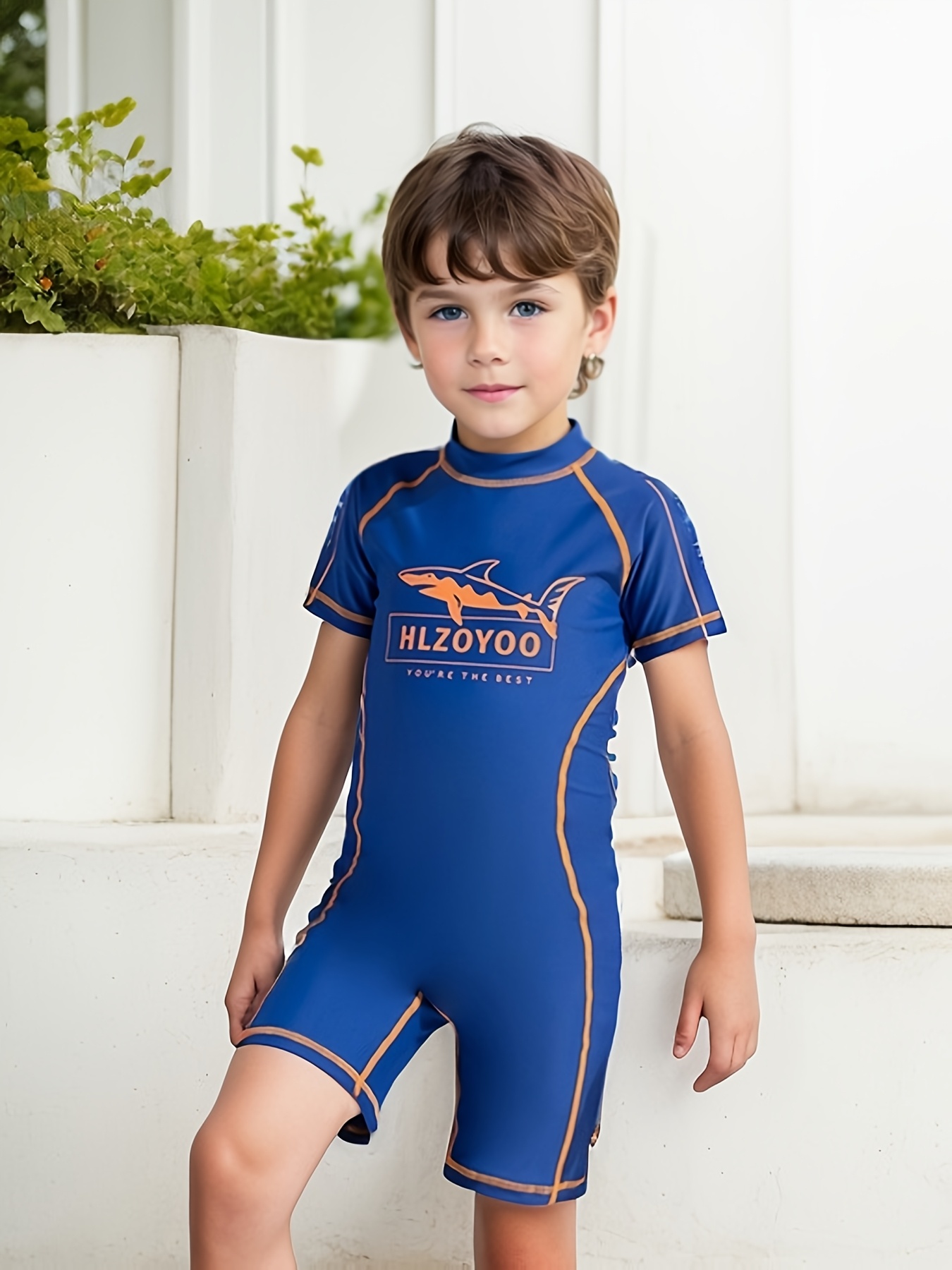 Boys' One-Piece Rash Guard Swimsuit for