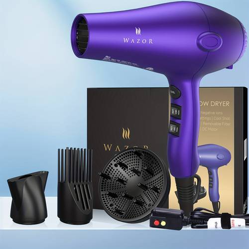 gift for her 1875w lightweight hair dryer quiet blow dryer with diffuser 3 heat settings fast drying purple hair dryer mothers day christmas gifts for women