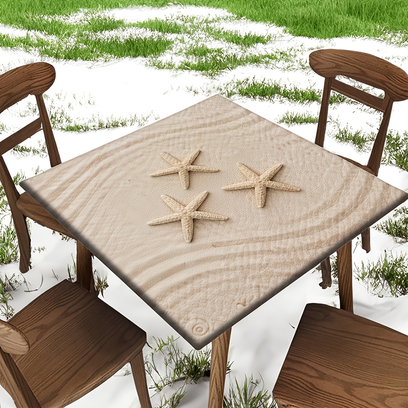 TEMU 1pc Square Tablecloth Made Of Polyester, Starfish Sand 36x36 Inch Suitable For Holiday Use Kitchen Dining Room Indoor Settings And Outdoor