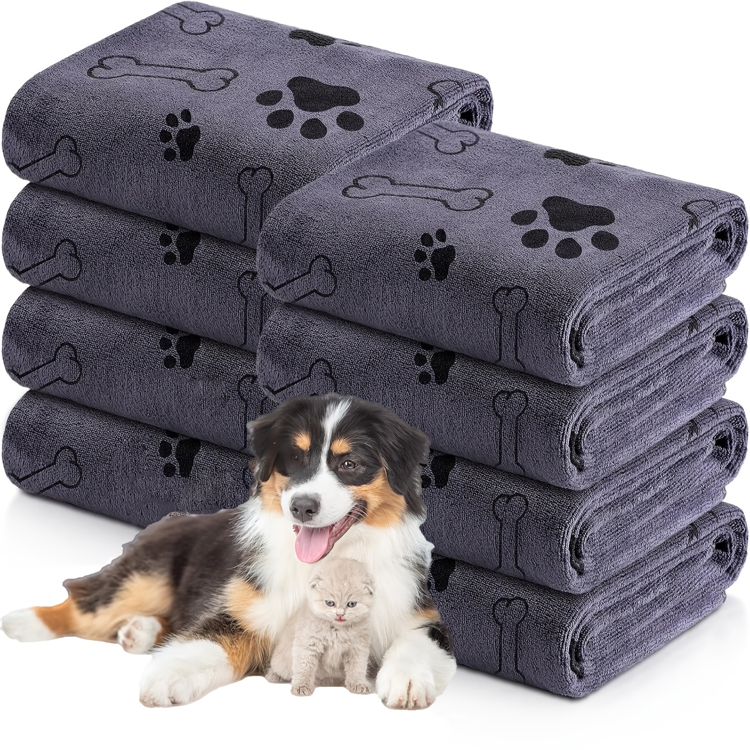 

Pack Of Multiple Microfiber Dog Bath Towels, , Quick-dry, Soft Polyester Pet Towels, Dog Shower Towels, With Paw Print Pattern For Dogs