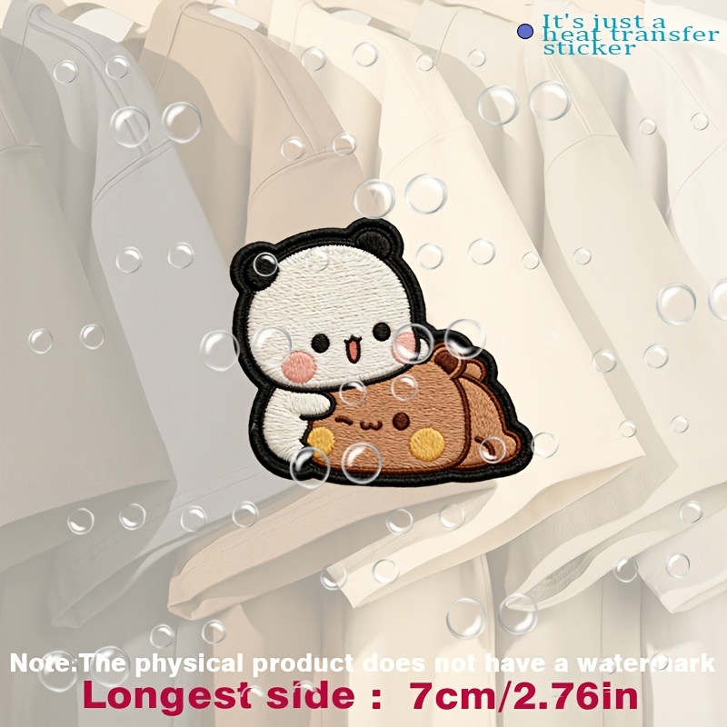 TEMU Adorable Plush -shaped Pillow, Featuring Cute Black And , Yellow And Brown, Heat Transfer Stickers Are Suitable For Flat Fabrics Such , Hats,