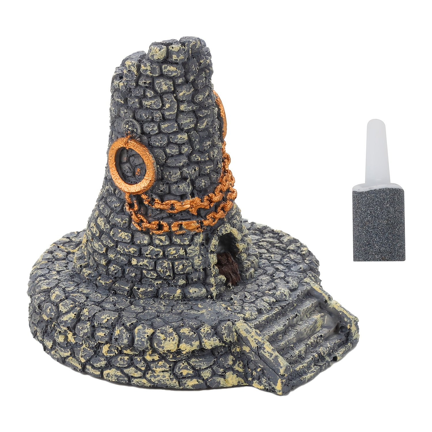 E-shop Harz Aquarium Luftpumpe Kamin Ornament, Kreatives Aquarium Landschaftswerkzeug, mit Luftstein, Dynamische Belüftung und Kamin Dekoration