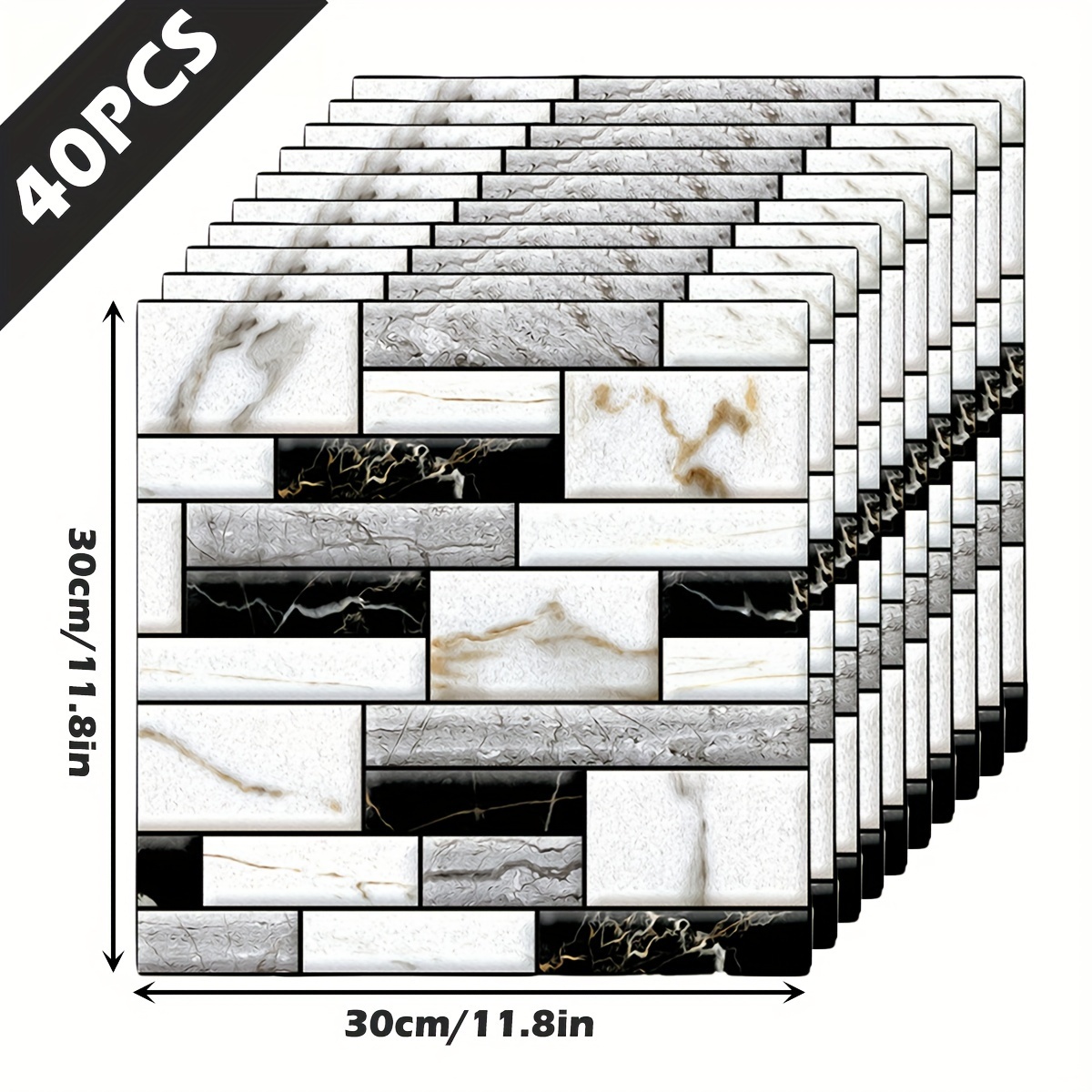 10/20/40pcs, Self Adhesive Tile Wall Sticker Home Decor 3d Pvc Sticker Covers For Kitchen Cupboard Bathroom Waterproof Wallpaper