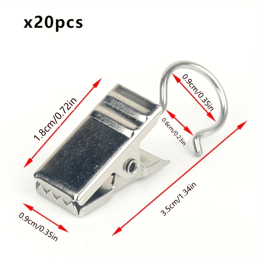 Image of 20/50pcs Curtain Clips | Household Decorative Hooks, Metal Curtain Buckles, Accessories