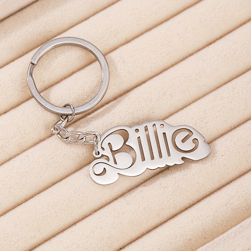 1 Stainless Steel Keychain, Fashionable Minimalist Letter Key Ring