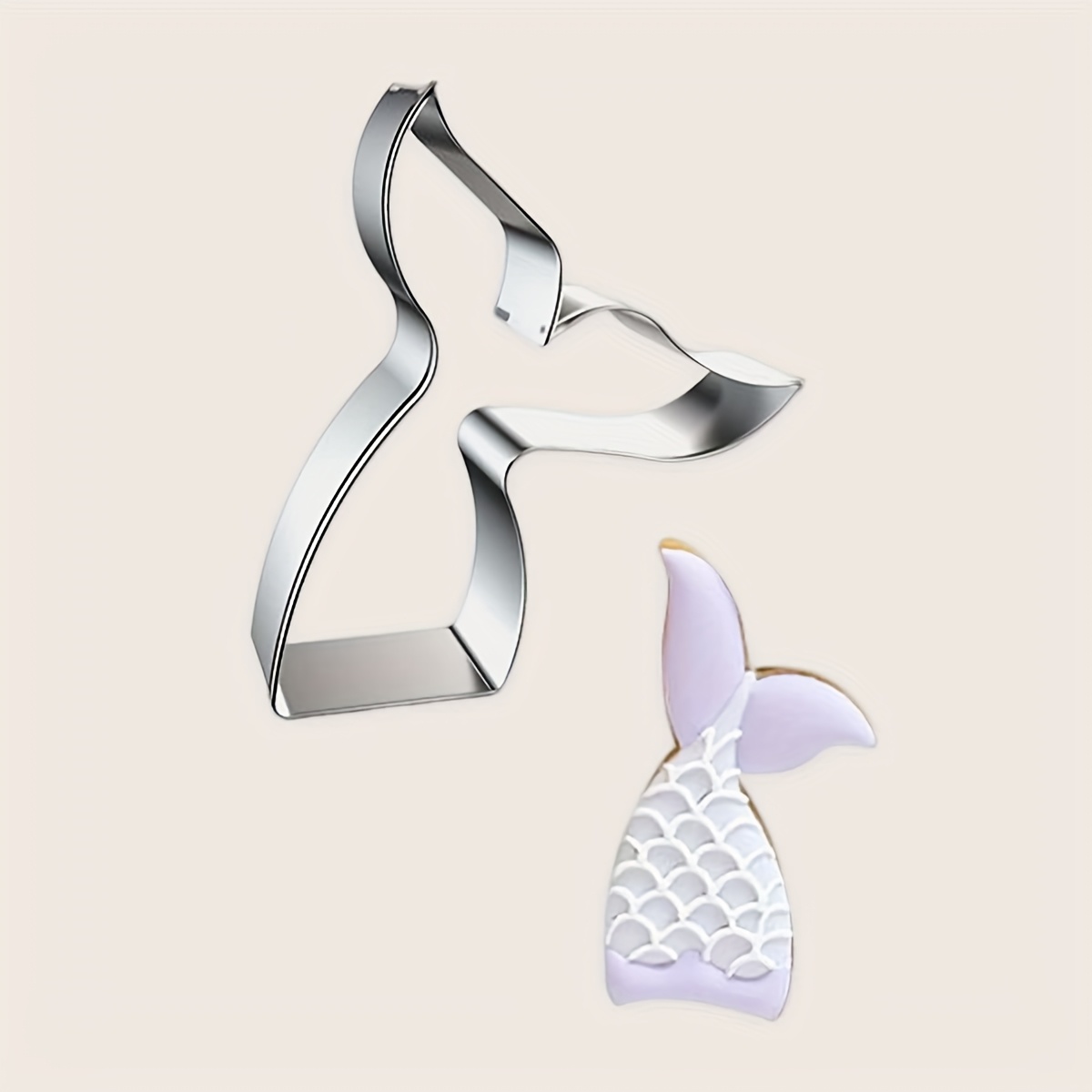 1pc Elegant Mermaid Tail Stainless Steel Cookie Cutter - Ocean-themed Baking Mold For Whimsical , Durable & , Perfect For Baking Enthusiasts