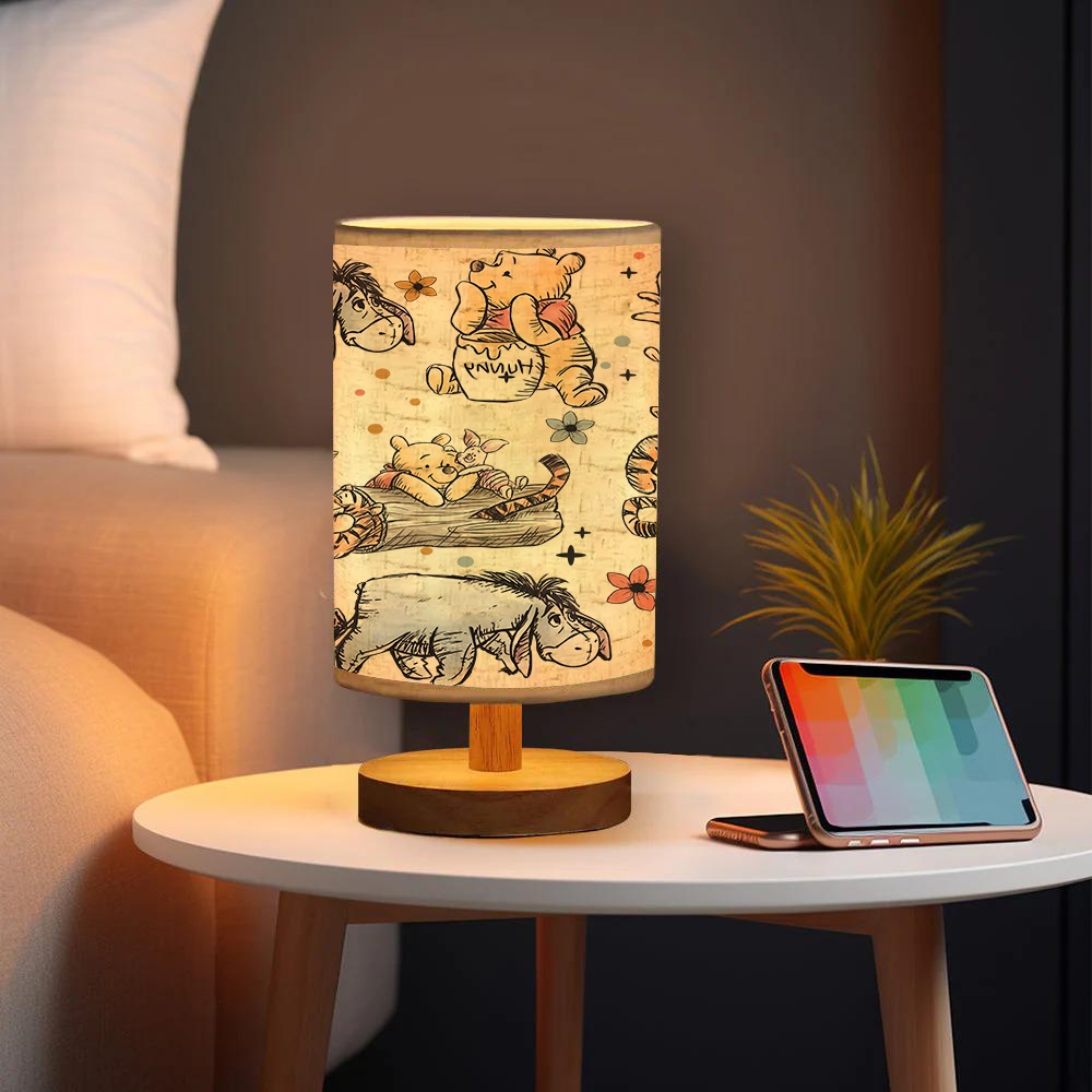     cartoon wooden base table lamp with linen shade usb powered suitable for bedroom and living room decor perfect gift for   Product details 6