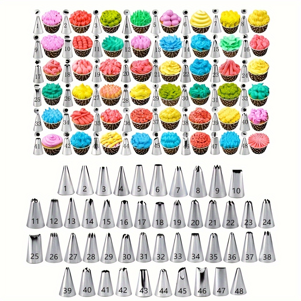 

10pcs, Stainless Steel Piping Nozzles, Professional Cream & Cookie Decorating Tips, Baking Tools For Cake Decoration, Durable Metal Icing Piping Tool Set