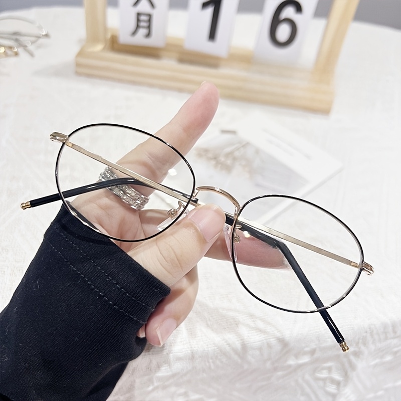 round blue light blocking glasses for women frame, clear lens