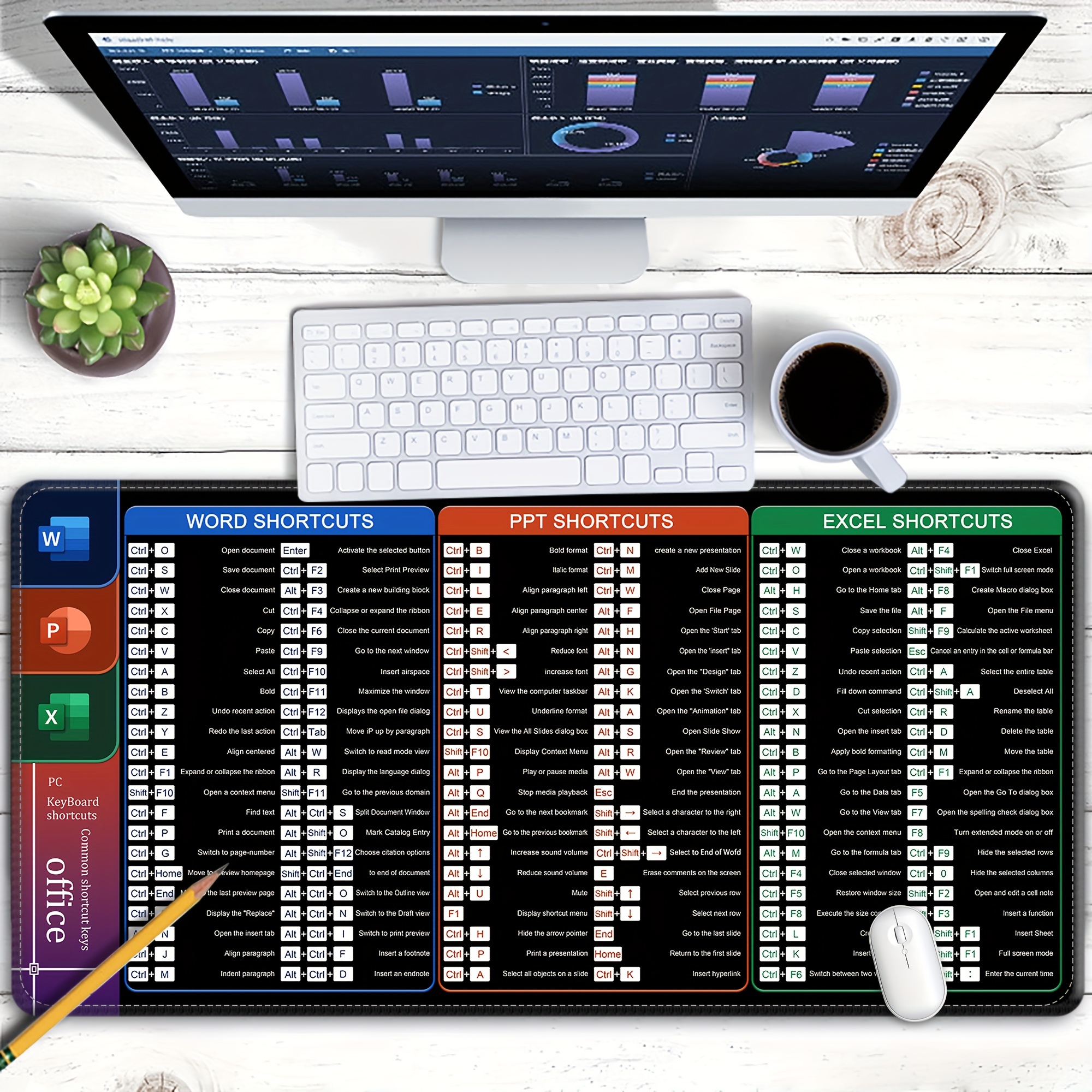 

Large Mouse Pad, Computer Desk Pad, Office Mouse Pad, Word Quick Key, Excel Quick Key, Ppt Quick Key, Office Quick Key, Rubber Anti Slip Mouse Pad, Competitive Mouse Pad