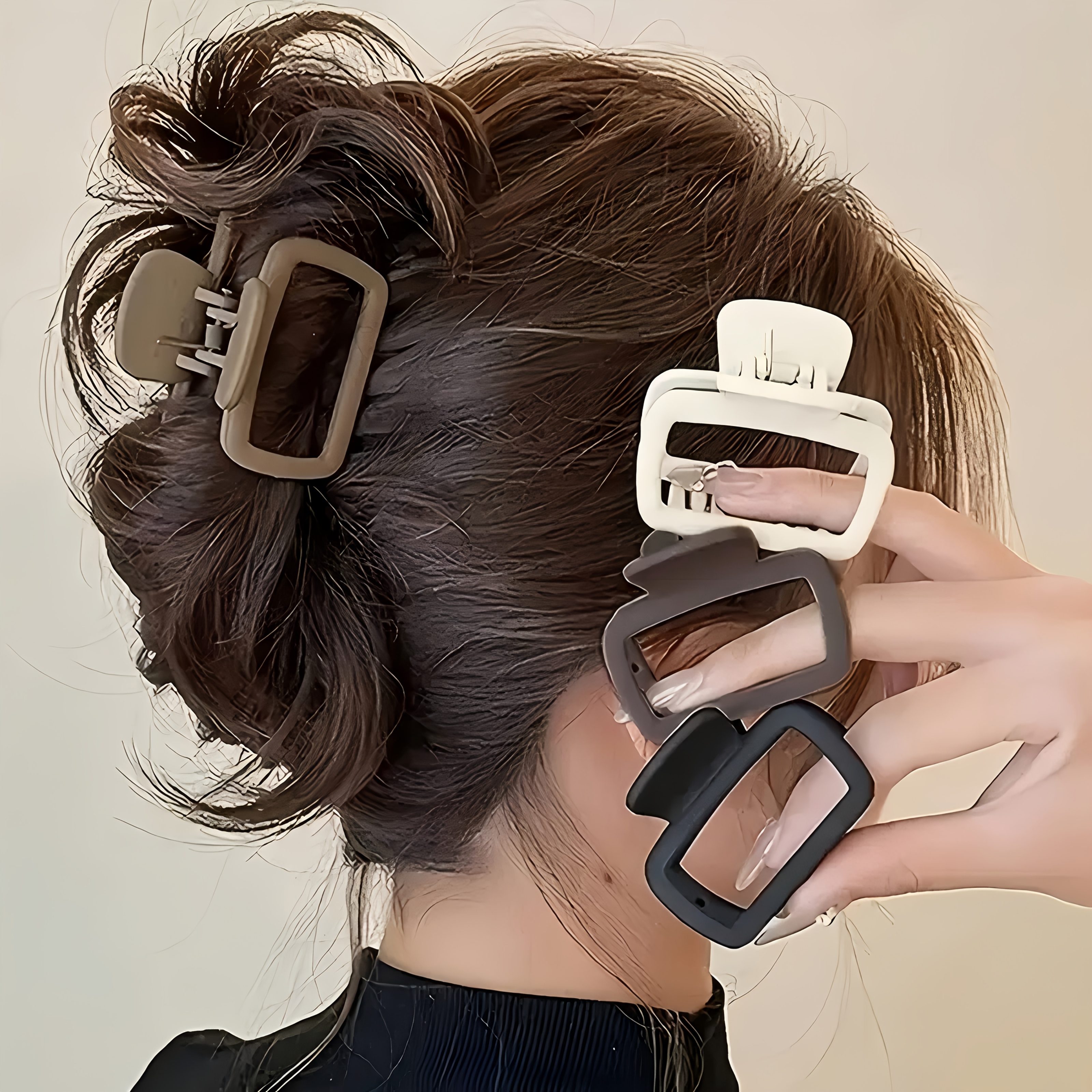 1 4pcs elegant matte square hair clip set versatile stylish   clip for women s for ponytail updo   everyday styling and makeup