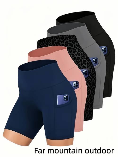 Women S -Waisted Single Piece Yoga Shorts, Fashionable Casual Shorts, Sweat-Absorbing High-Stretch Cycling Pants, Training Running Exercise Five-Point Yoga Shorts