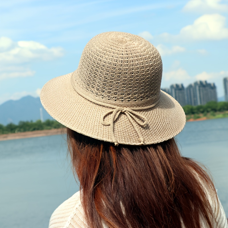 Sun Protection Bow Bucket Hat Breathable Elasticity Fishmen - Temu