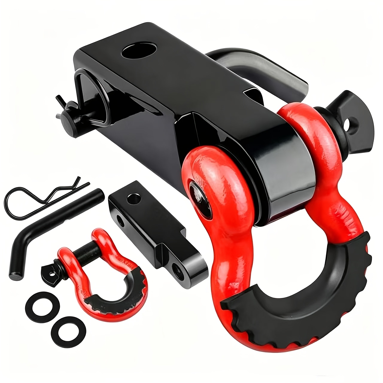 TEMU D-shackle Trailer Hitch, Heavy Duty Recovery Tow Hook, 60, 000 Lbs , With 3/4" , Fits 2" Receiver, Carbon Steel, For Suv, Truck, 4wd Off-road