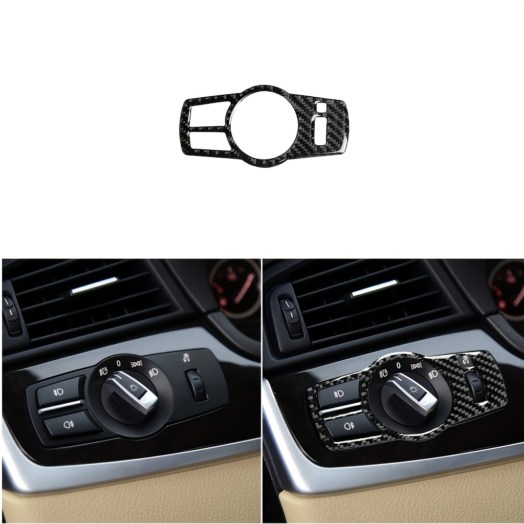 TEMU Luxury Carbon Fiber Sticker Suitable For F10 F07 F01 F25 F26 Headlight Switch Carbon Fiber Interior Decal