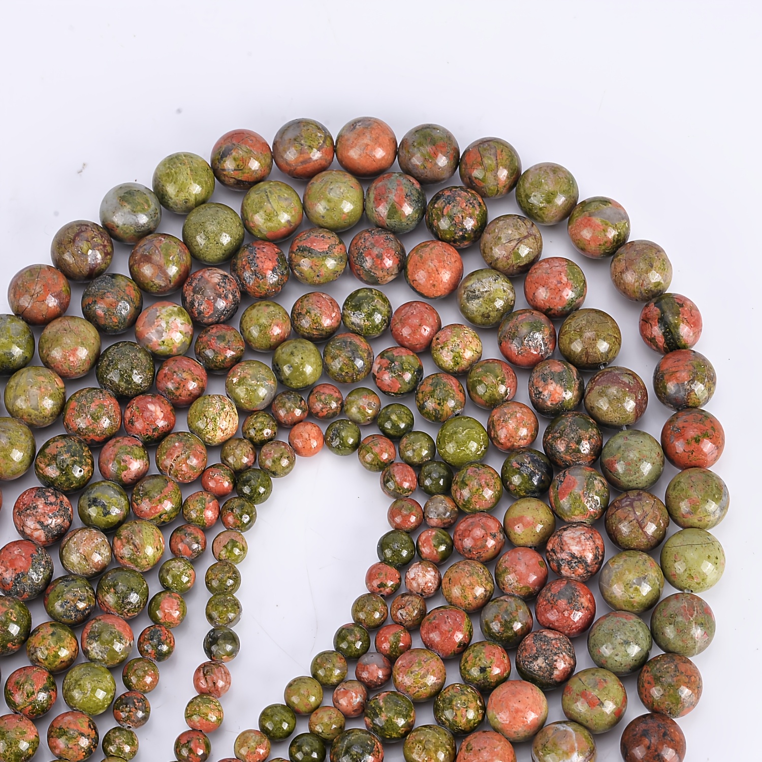 Image of 88/60/45/35/30pcs Natural Unakite Stone Beads Round Loose Beads For Jewelry Making Diy Charm Bracelet 4/6/8/10/12mm