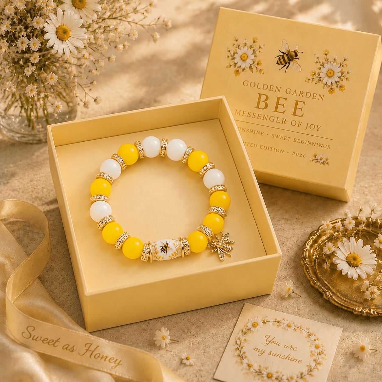 TEMU Bracelet de perles de jardin printanier, bracelet élastique inspirant, cadeau de bijoux pour femmes sur le thème et de la paix